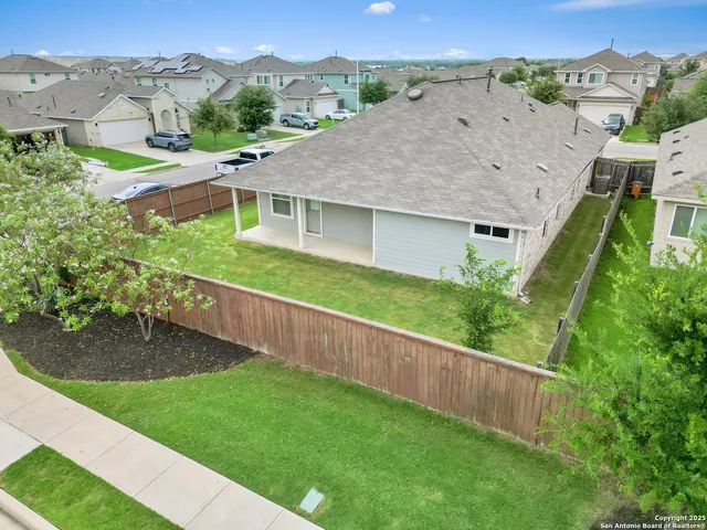an aerial view of a house