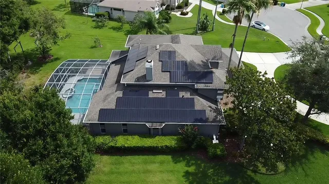 an aerial view of a house