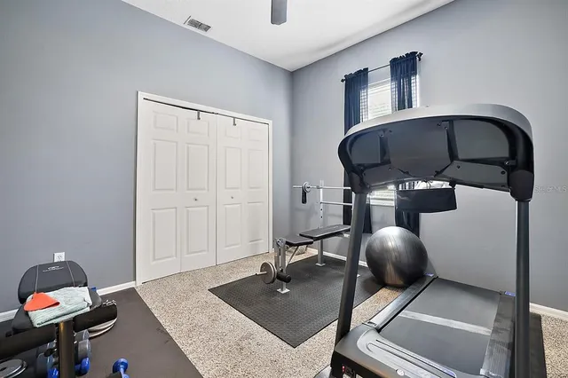 a room with gym equipment