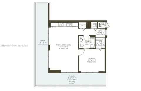 a picture of a bench in front of a door