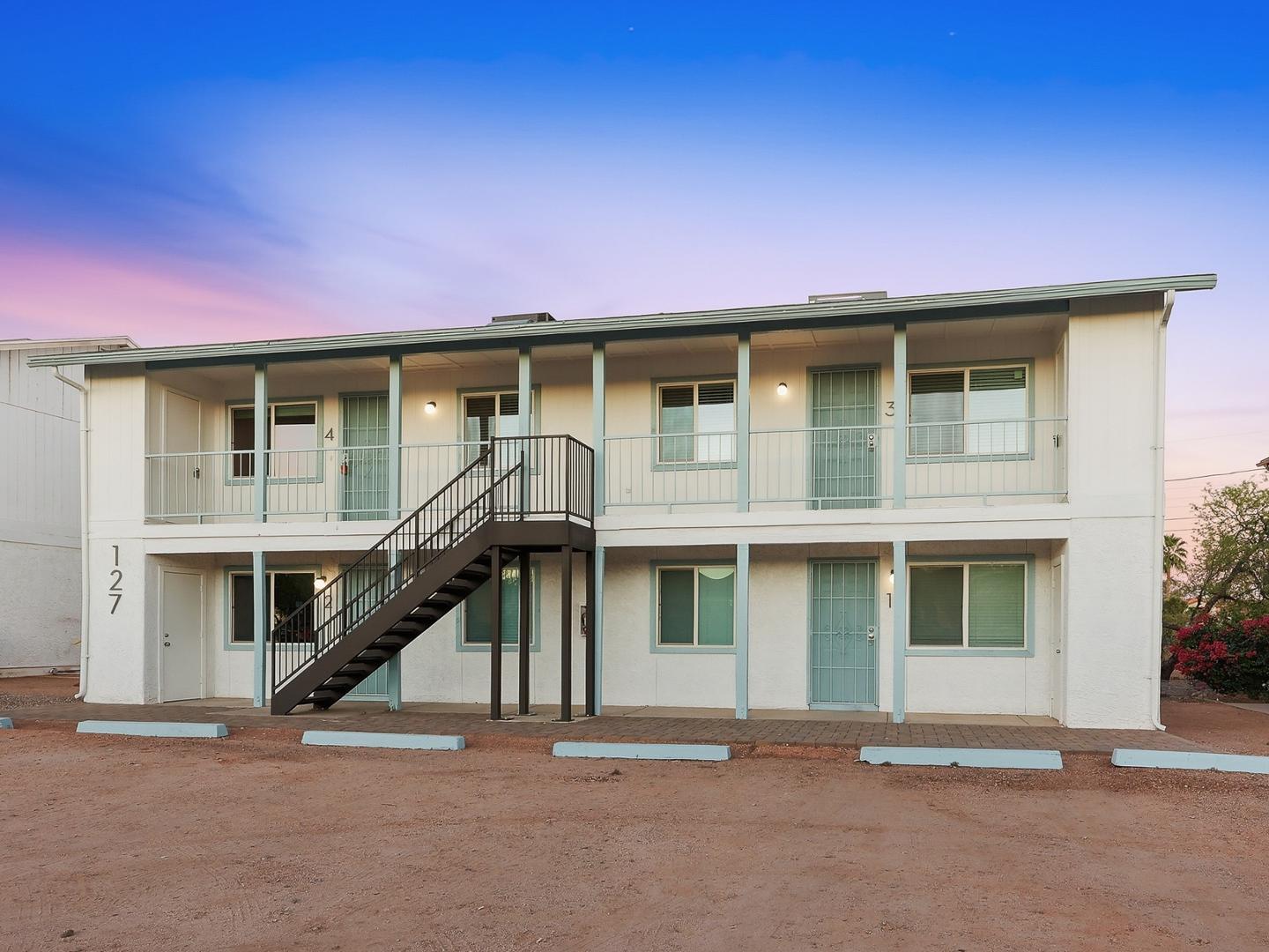 a front view of a house with a slide