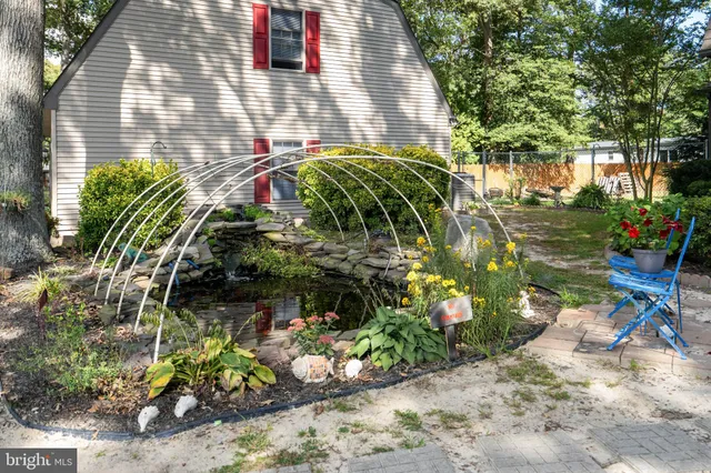 a view of a backyard with a garden and plants