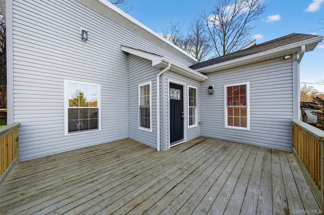 a view of outdoor space deck and kitchen
