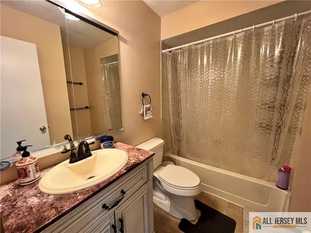 a bathroom with a sink a toilet and mirror