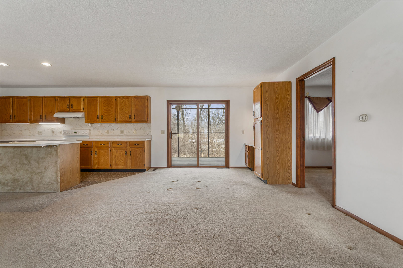 614 South Irving Street Monticello, IL 61856 - Photo 12 of 36 a view of a kitchen with a sink and a refrigerator
