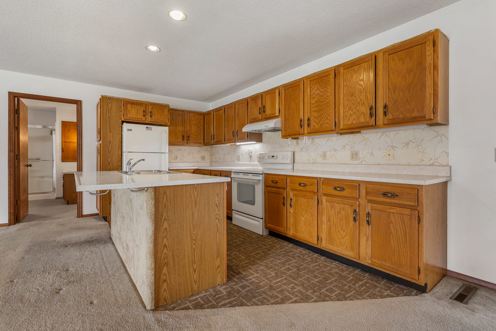 614 South Irving Street Monticello, IL 61856 - Photo 9 of 36 a kitchen with cabinets a sink and appliances