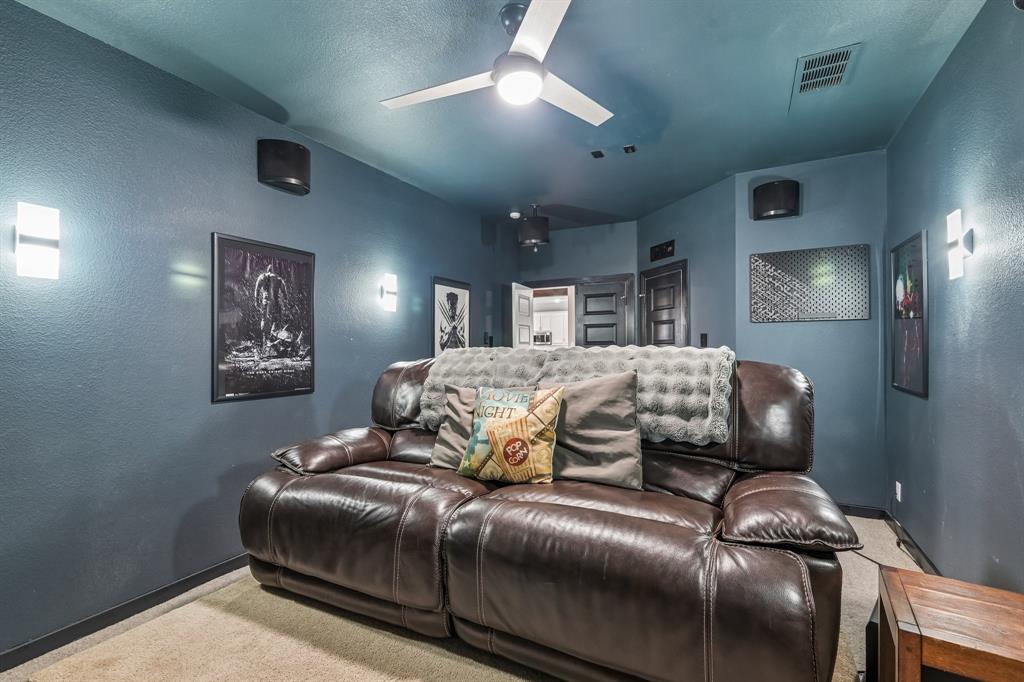 1805 Huntsman Way Forney, TX 75126 - Photo 19 of 34 Carpeted interior space featuring a ceiling fan, recessed lighting, and wall-mounted light fixtures