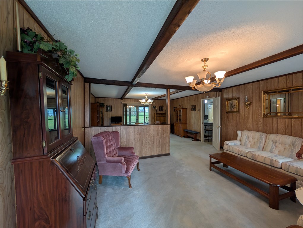 1000 Hickory Lane Anderson, SC 29624 - Photo 28 of 37 This expansive living space features carpeted floors and wood-paneled walls.