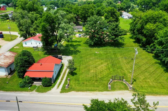 an aerial view of a house