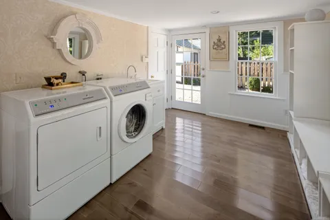 a living room with a large window