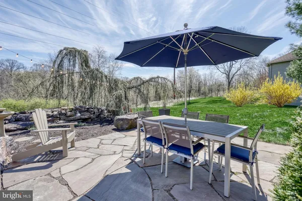 a view of an house with backyard space and garden