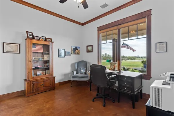 a view of dining room with furniture and wooden floor
