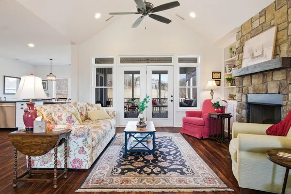 a living room with furniture and a couch