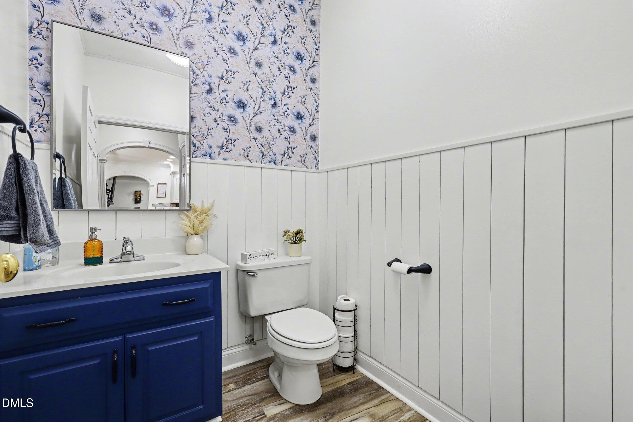 430 Fred Hall Road Stedman, NC 28391 - Photo 20 of 63 a bathroom with a toilet a sink and a mirror