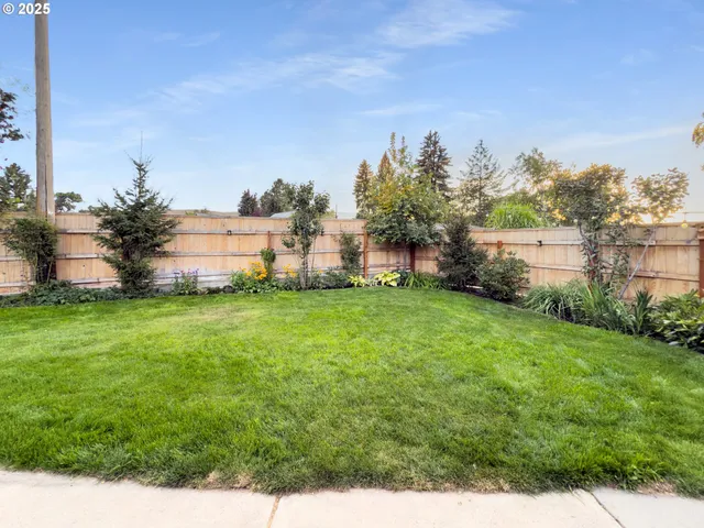 a backyard of a house with lots of green space