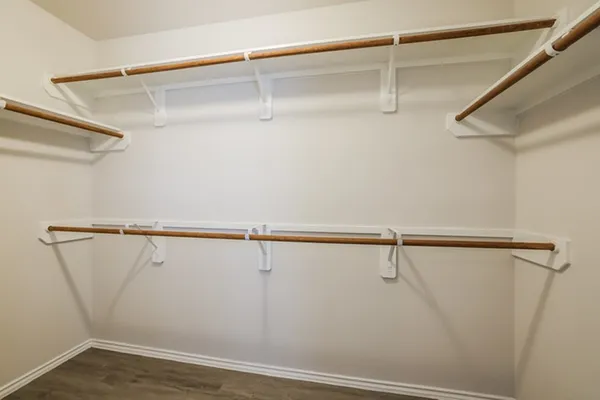 a view of a room with racks on the wall