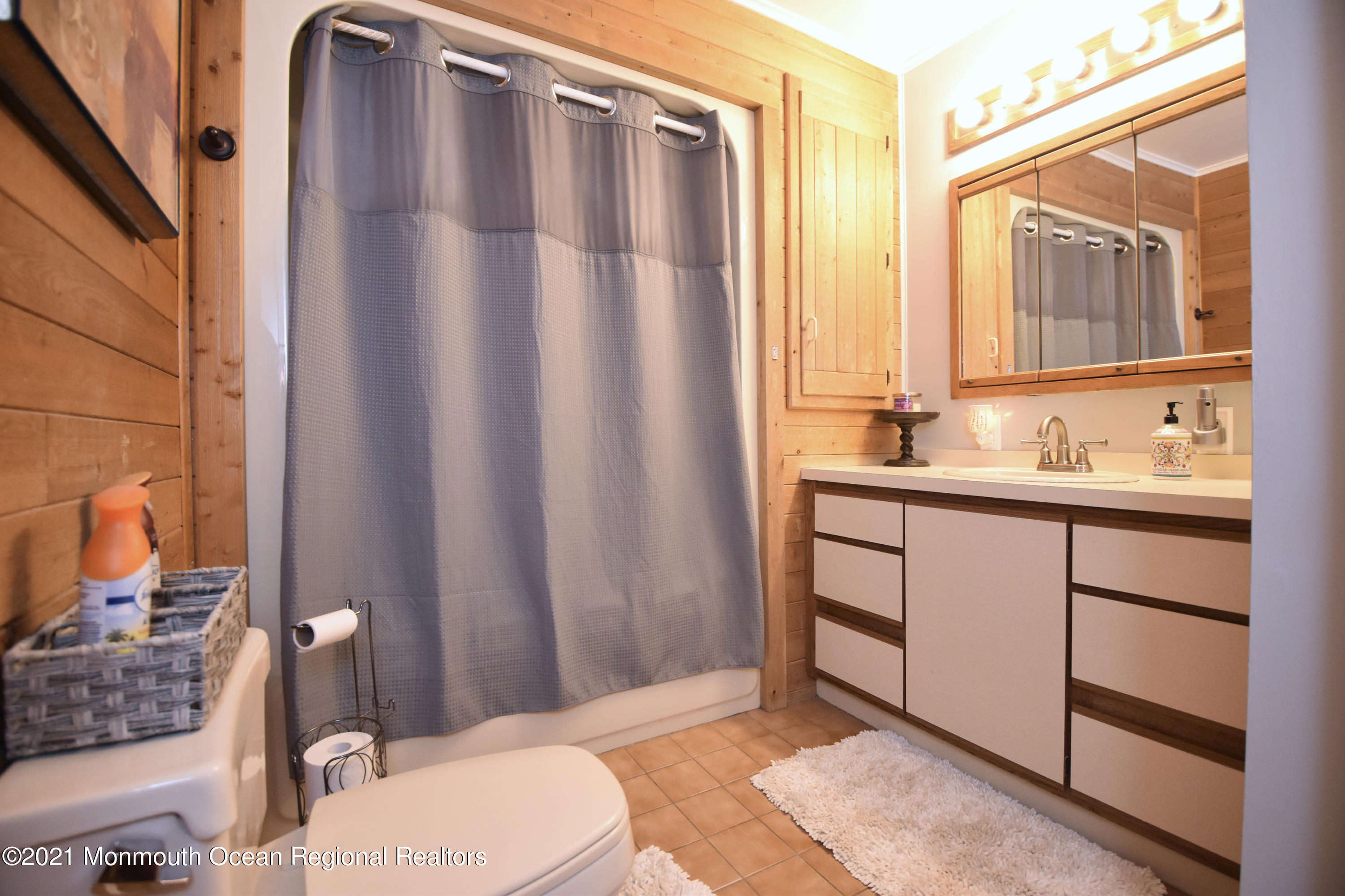 1007 Cedar Lane Brielle, NJ 08730 - Photo 30 of 46 a bathroom with a sink a toilet and shower curtain