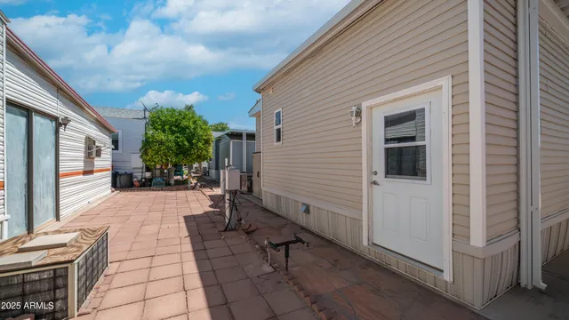 a view of a swimming pool with a garden