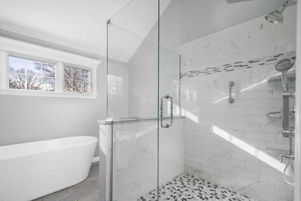 1 Huckleberry Hill Lane Hingham, MA 02043 - Photo 20 of 30 a bathroom with a bathtub and a shower