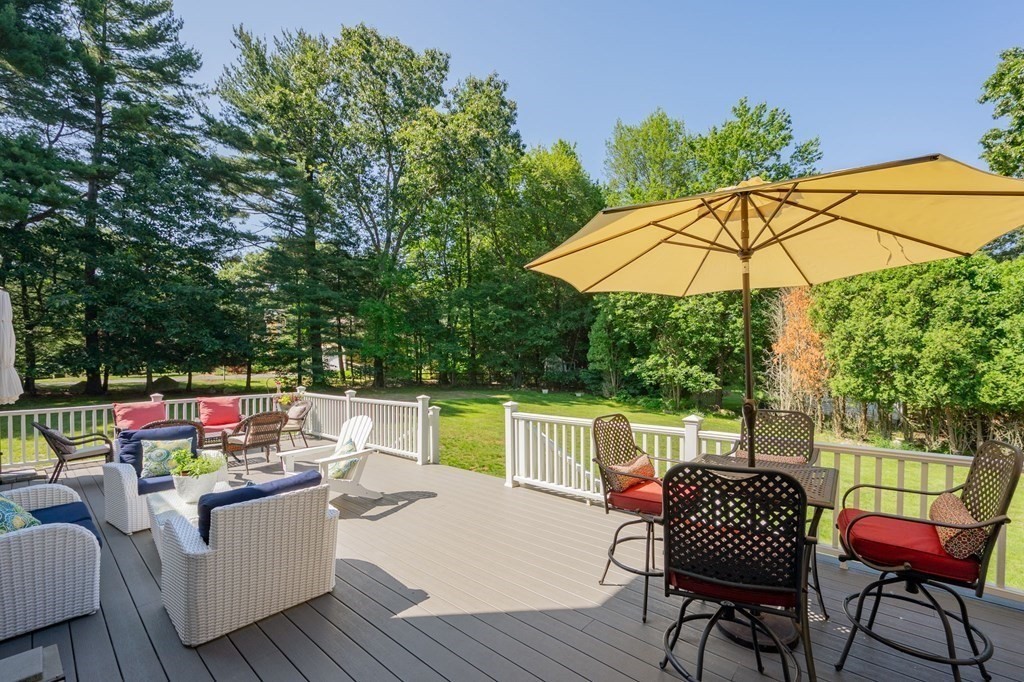 1 Huckleberry Hill Lane Hingham, MA 02043 - Photo 26 of 30 an outdoor sitting area with furniture and umbrella