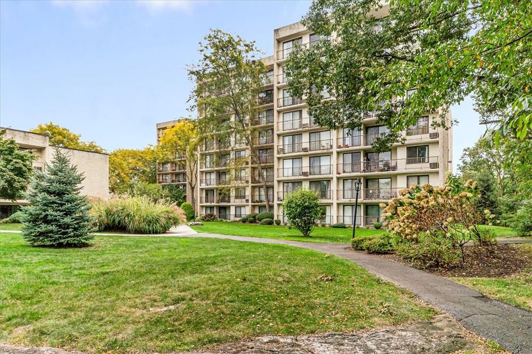 a view of a building with garden