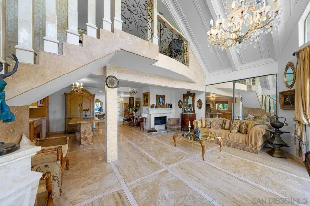 a living room with patio furniture