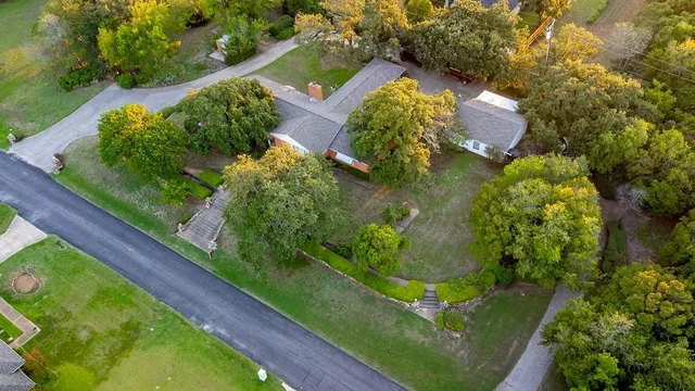 an aerial view of a garden