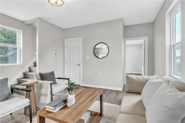 a living room with furniture