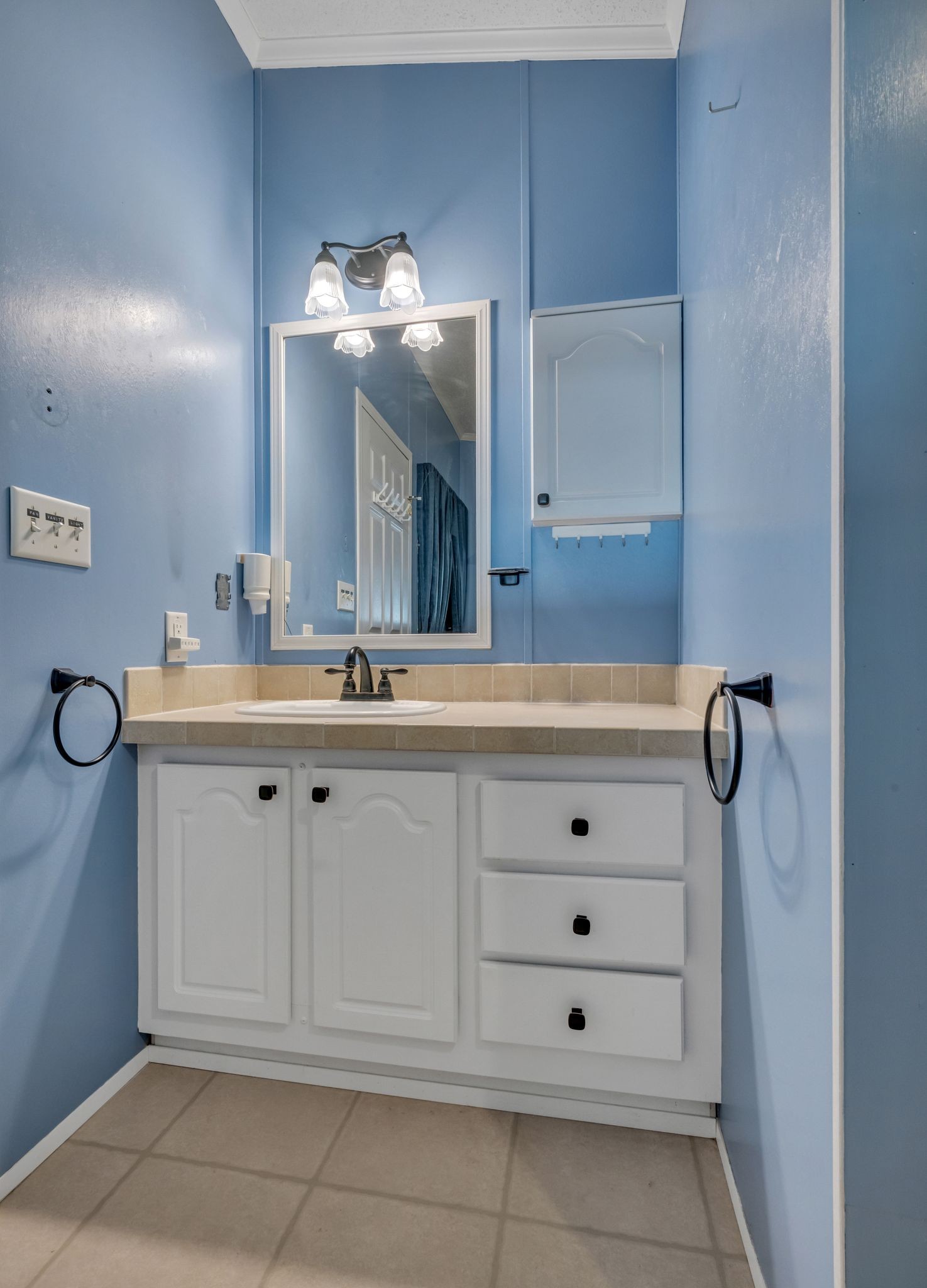 11364 Potts Hollow Road Lyles, TN 37098 - Photo 19 of 29 a bathroom with a sink vanity and mirror