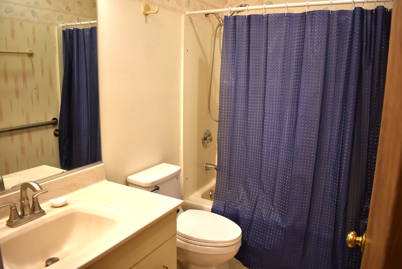 240 North Willow Road Elmhurst, IL 60126 - Photo 9 of 21 a bathroom with a sink a toilet and shower curtain
