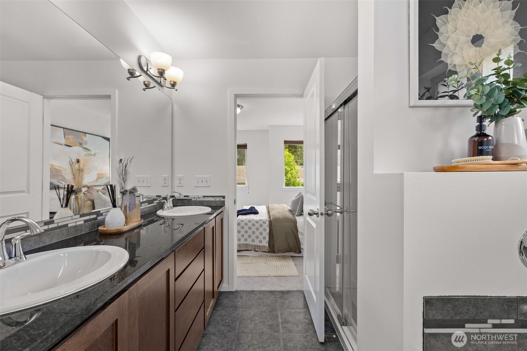 16516 2nd Park Southeast Bothell, WA 98012 - Photo 24 of 39 a bathroom with a sink double vanity granite and a shower