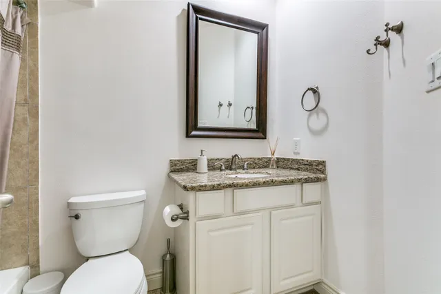 a bathroom with a toilet a sink and mirror