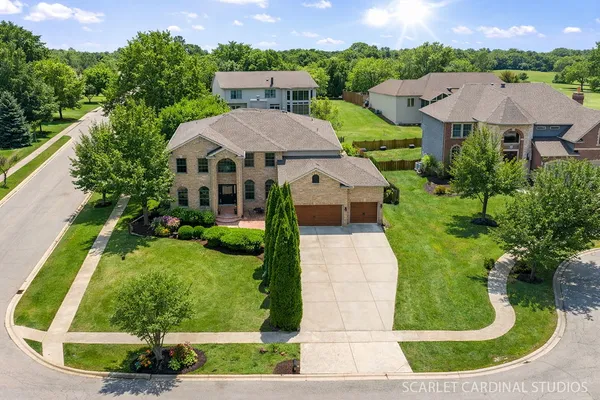 an aerial view of a house