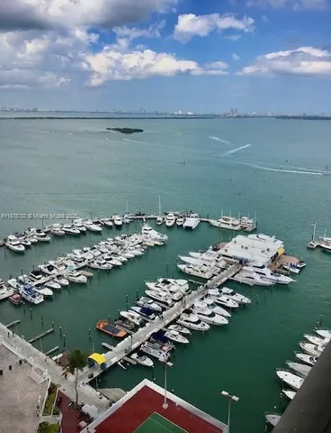 a view of a lake with a mountain