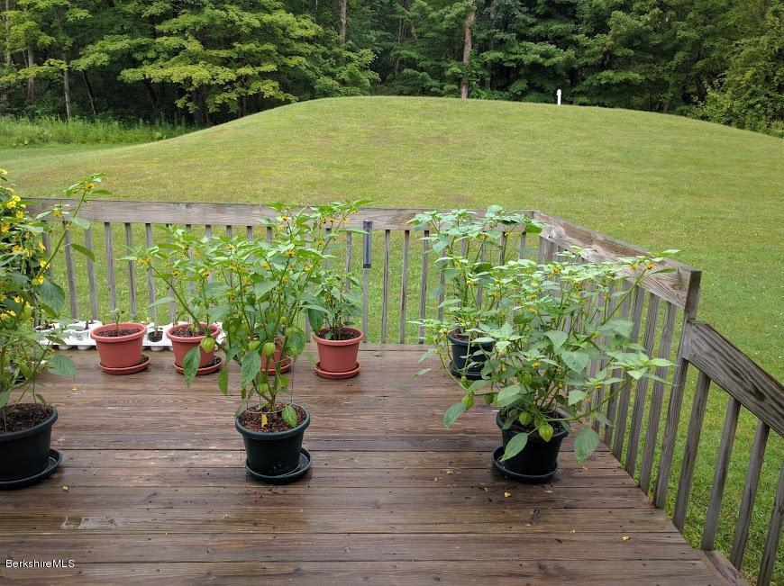 13 A Glendale Middle Road Stockbridge, MA 01262 - Photo 9 of 11 a view of a balcony with chair and potted plants
