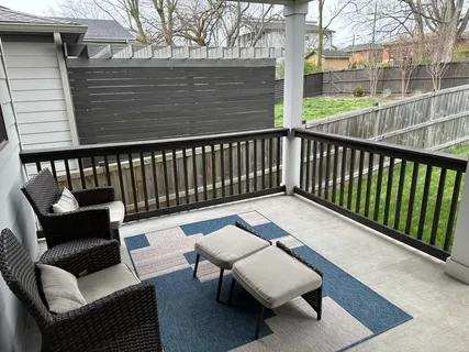 a view of a bench in the deck