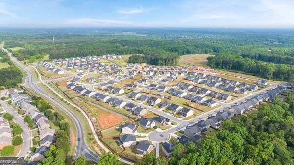 an aerial view of a house