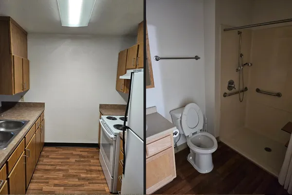 a bathroom with a toilet sink a mirror and vanity
