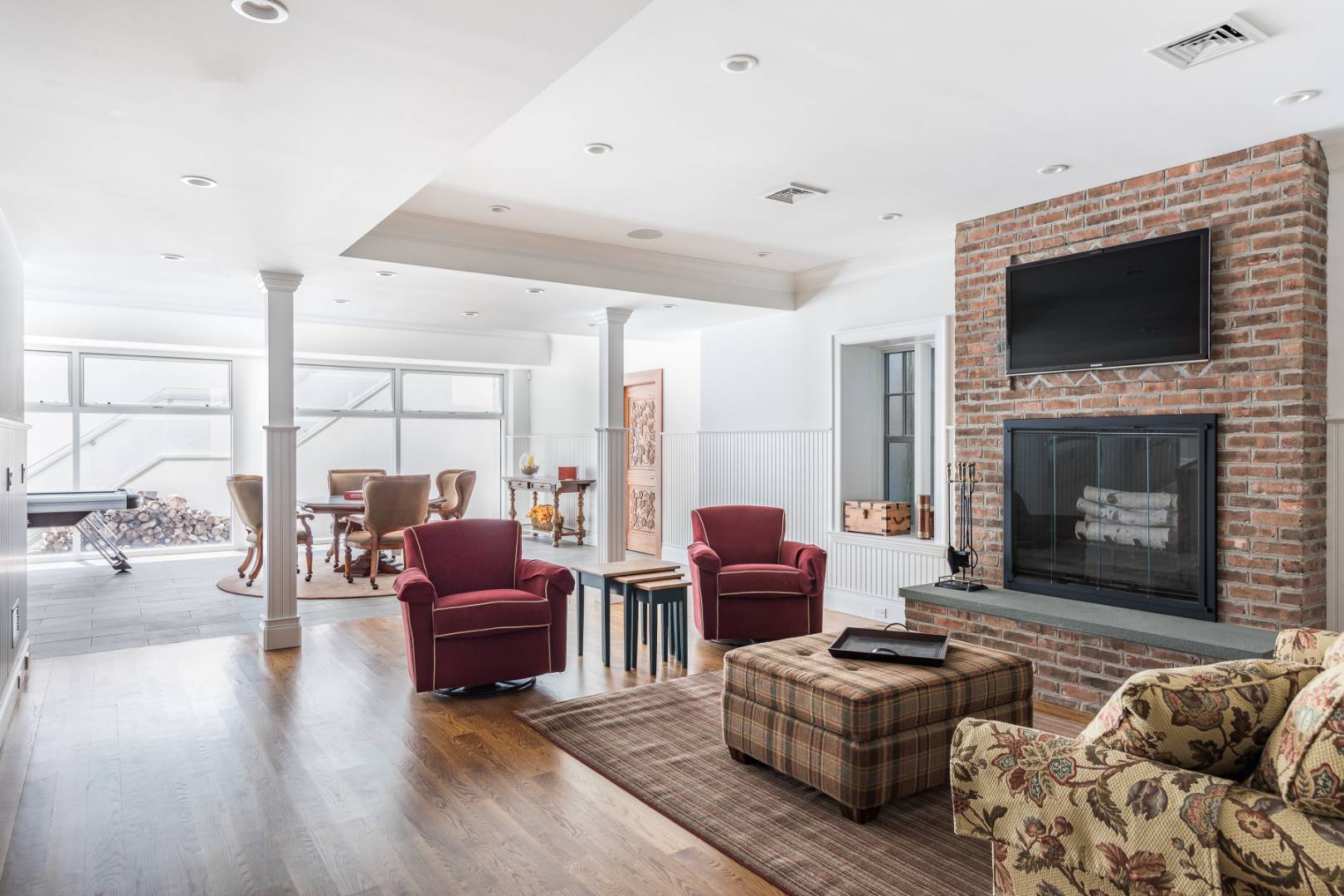 170 Scuttle Hole Road Water Mill, NY 11976 - Photo 27 of 35 a living room with furniture fireplace and flat screen tv