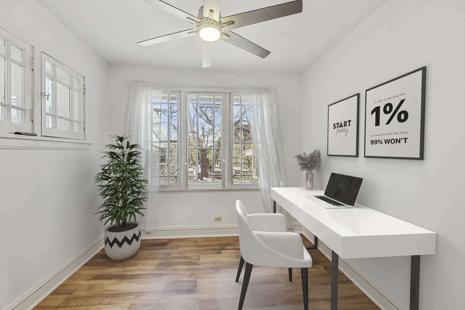 138 Custer Avenue, Unit 2 Evanston, IL 60202 - Photo 14 of 22 a view of a workspace with furniture window and wooden floor