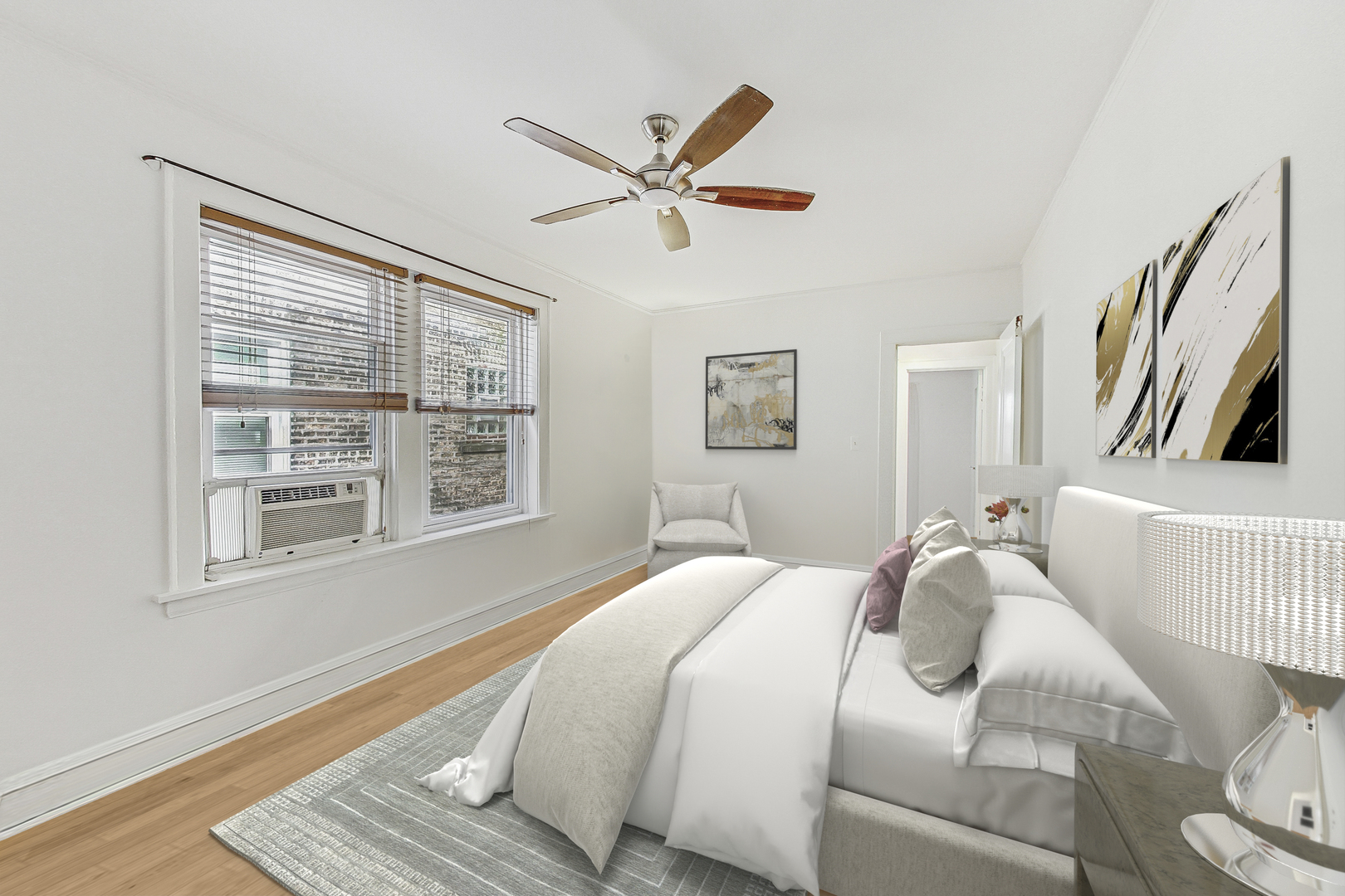 138 Custer Avenue, Unit 2 Evanston, IL 60202 - Photo 17 of 22 a bedroom with a large bed and a window