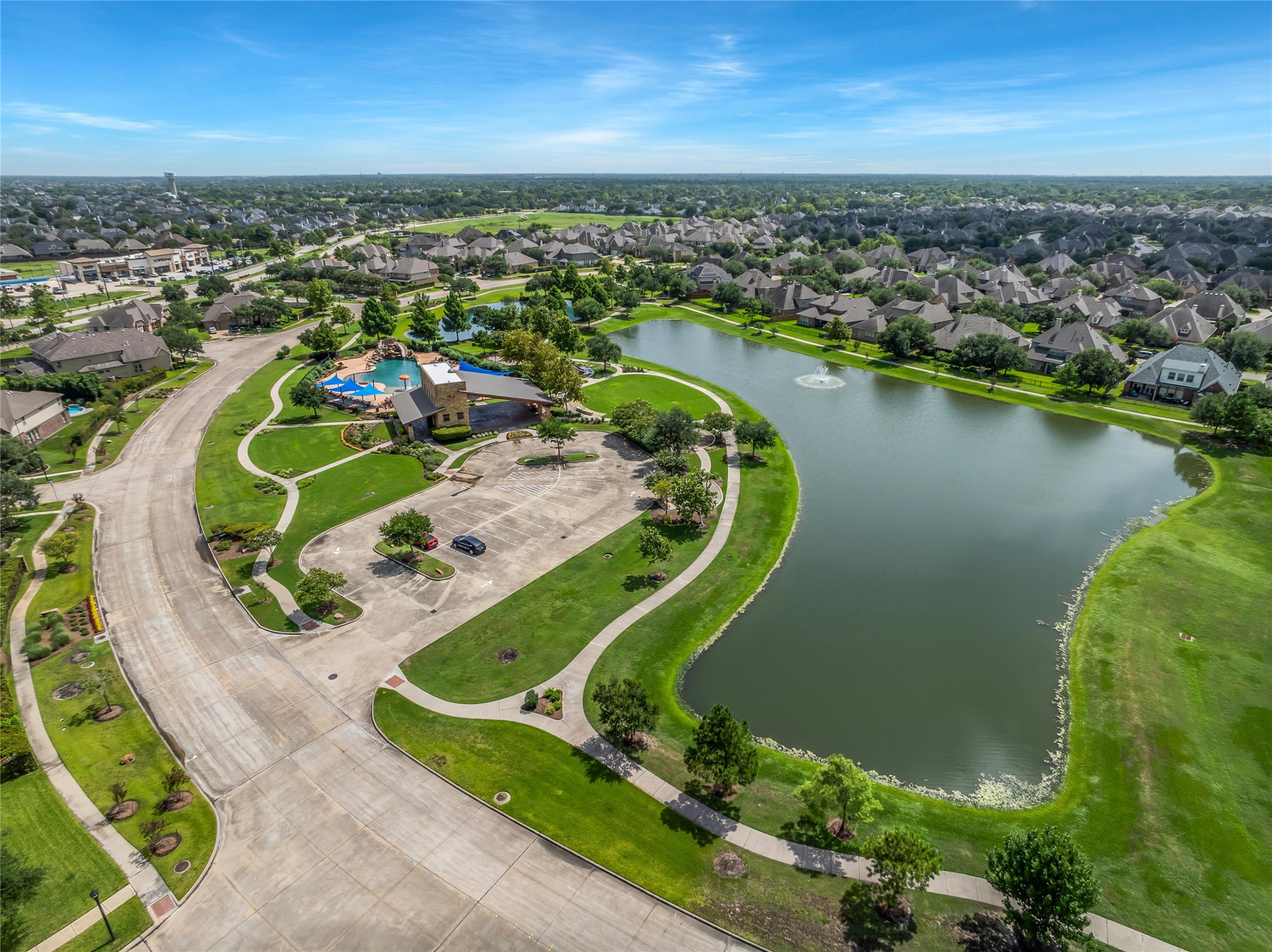 3910 Lupin Bush Lane Manvel, TX 77578 - Photo 32 of 39 an aerial view of a house with a lake view
