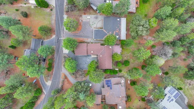 an aerial view of a house
