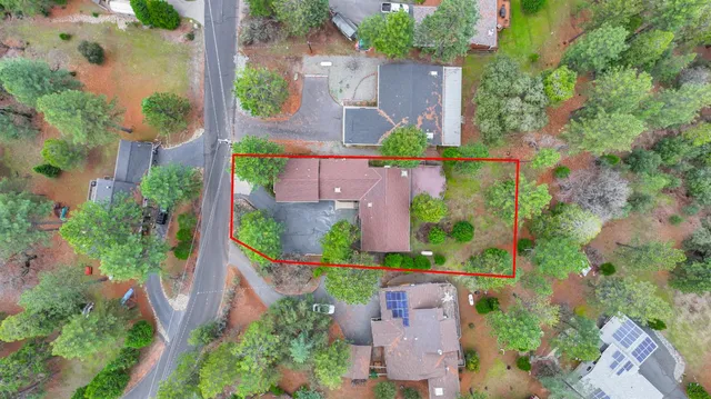 an aerial view of a house