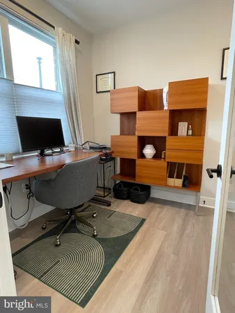 a workspace with furniture