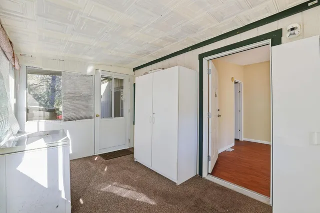 a view of an empty walk in closet