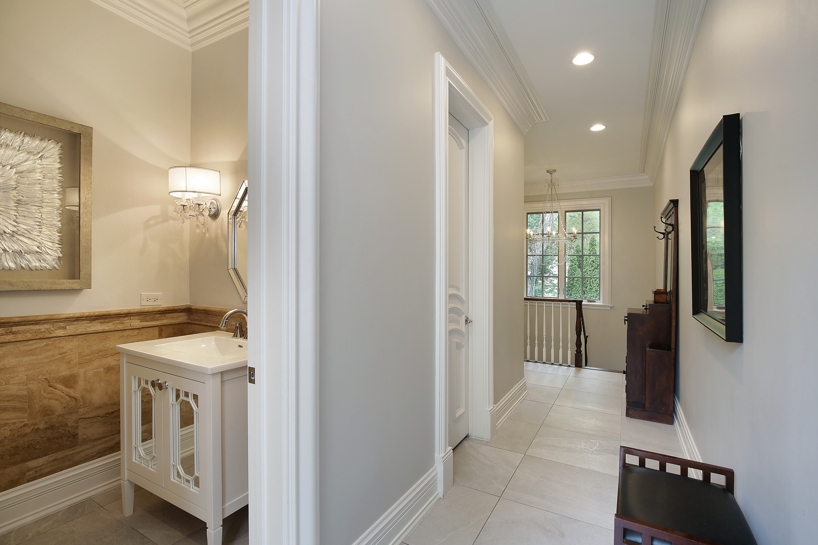 500 Voltz Road Northbrook, IL 60062 - Photo 30 of 35 a bathroom with a granite countertop sink a vanity and a mirror
