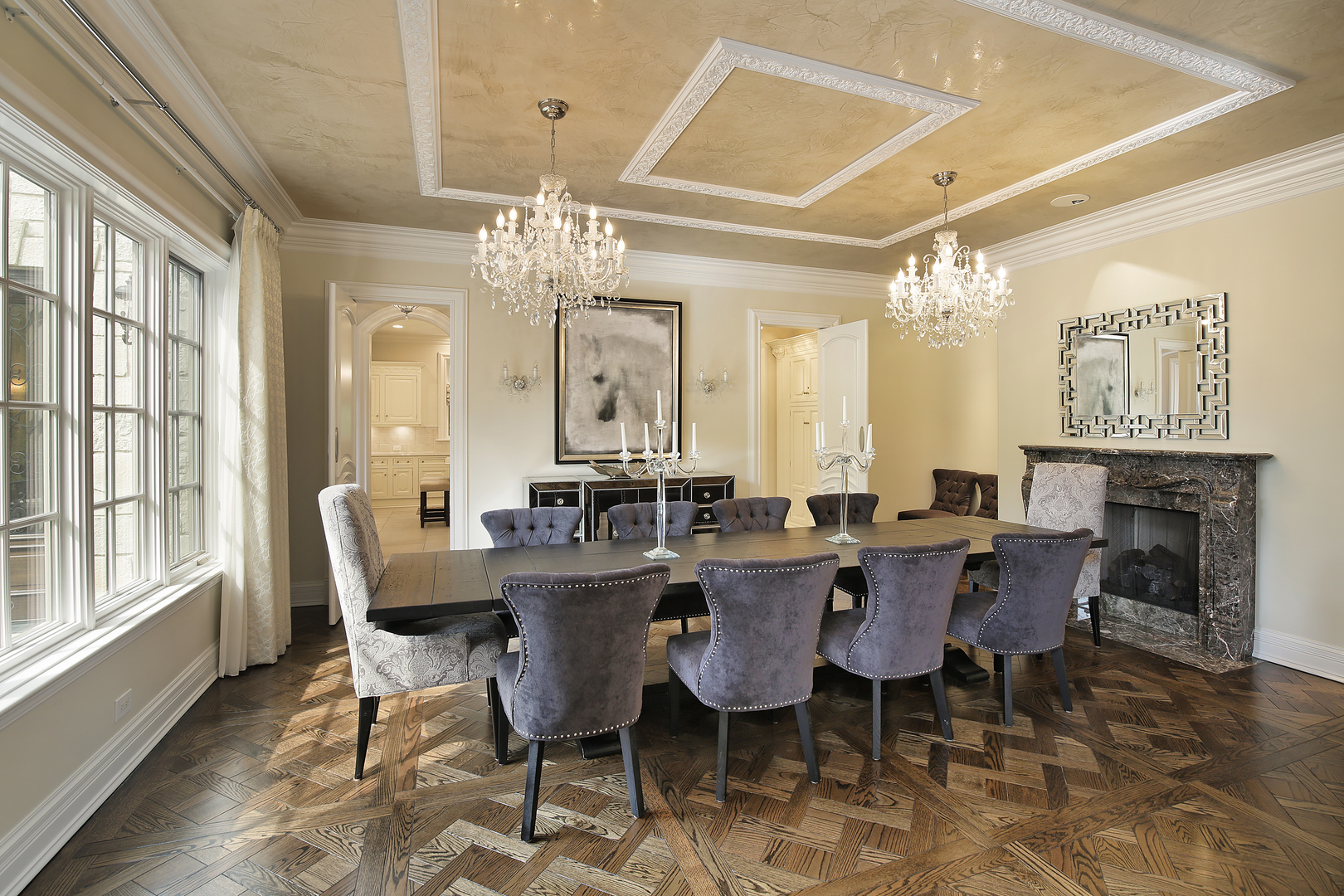 500 Voltz Road Northbrook, IL 60062 - Photo 4 of 35 a view of a dining room with furniture a chandelier and wooden floor