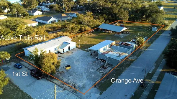 an aerial view of a house