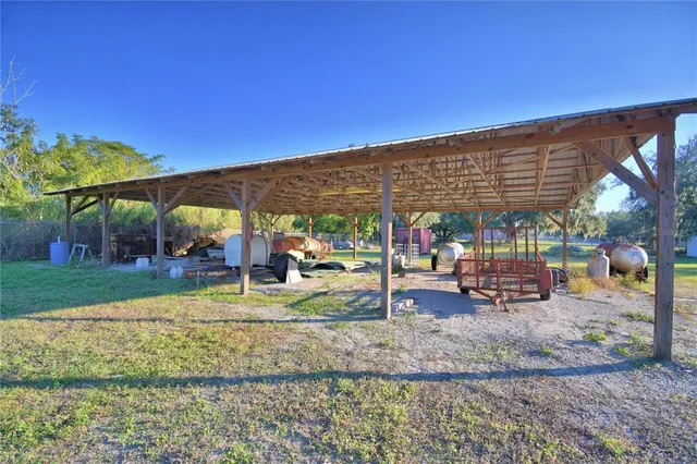 a view of a park with slide